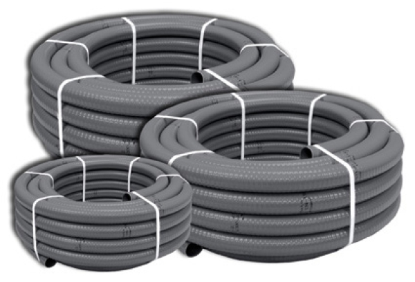 Flexschlauch grau, lieferbar in Rollen à 25 m (90 mm in 10 m Rollen)