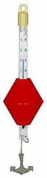 Thermometer mit Boje, stehend schwimmend, 550 mm lang, mit Kette und Anker